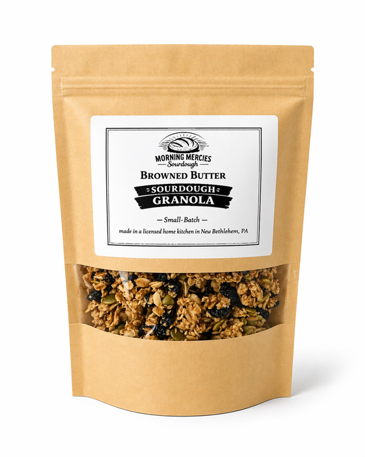 Browned Butter Sourdough Discard Granola (with dried blueberries)